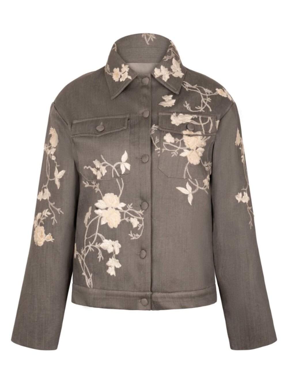 Nadya Shah Rosalind Grey Cotton Denim Jacket